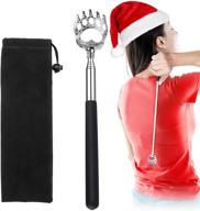 🐻 portable metal bear claw back scratcher for men and women with telescoping stainless steel handle - stocking stuffer gift packaging included logo