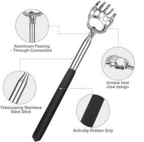 img 2 attached to 🐻 Portable Metal Bear Claw Back Scratcher for Men and Women with Telescoping Stainless Steel Handle - Stocking Stuffer Gift Packaging Included