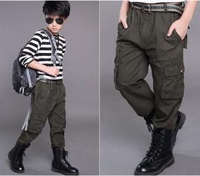 img 1 attached to 👖 Cotton Pull Cargo Pants with Multiple Pockets for Boys - Mesinsefra