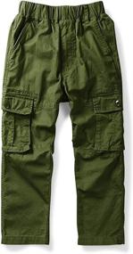 img 4 attached to 👖 Cotton Pull Cargo Pants with Multiple Pockets for Boys - Mesinsefra