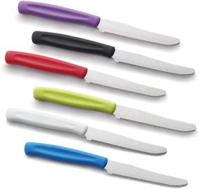 img 4 attached to 🔪 Versatile and Timeless: 6-Piece Utility Knife Set with 4-Inch Paring Knives, Serrated Blade, and Round Tip (6Pcs)