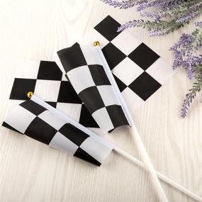 img 1 attached to 🏁 Cloud-X 30PCS Checkered Flags 8 x 5.5 Inch Racing Polyester Flags with Plastic Sticks - Black & White Racing Flag for Racing, Race Car Party, Sport Events