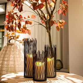 img 2 attached to 🕯️ Stylish Metal Iron Willow LED Candle Holder Set of 3 – Modern Black Table Centerpiece Set for Indoor & Outdoor Decor, 8/10/12 inch Height – Dining Room & Home Decoration (LED Candle Not Included)