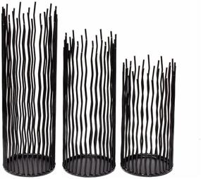 img 4 attached to 🕯️ Stylish Metal Iron Willow LED Candle Holder Set of 3 – Modern Black Table Centerpiece Set for Indoor & Outdoor Decor, 8/10/12 inch Height – Dining Room & Home Decoration (LED Candle Not Included)