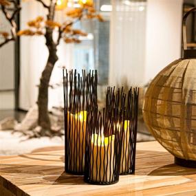 img 3 attached to 🕯️ Stylish Metal Iron Willow LED Candle Holder Set of 3 – Modern Black Table Centerpiece Set for Indoor & Outdoor Decor, 8/10/12 inch Height – Dining Room & Home Decoration (LED Candle Not Included)