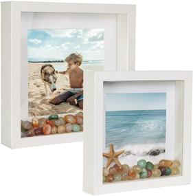 img 4 attached to 🎁 Shampsen White Shadow Box 8x8 Square Box Display Case, 5x5 6x6 Picture Frames Display for Wall and Tabletop - Perfect Christmas, New Year, Birthday, Anniversary, Mother's Day Gift - Set of 2