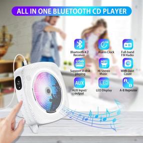 img 3 attached to 🎵 Gueray Портативный Bluetooth CD плеер Walkman с настенным креплением и HiFi динамиками, пылезащитным кожухом, ЖК-экраном, домашним аудио FM-радио, USB плеером, разъемом 3,5 мм AUX и пультом ДУ