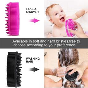 img 3 attached to Silicone Body Scrubber and Shampoo Brush Set with Scalp Massager - Effective Exfoliating and Showering Experience for Women, Men, and Pets (Black & Purple)