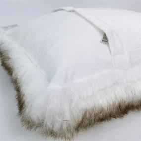 img 3 attached to 🛋️ Hola Fiesta 2 Fluffy Throw Pillow Cover - White and Brown Long Hair - Couch Sofa Bed Decoration for Bedroom or Living Room - 18 X 18 inch Cushion Cover