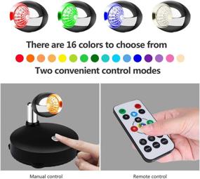 img 2 attached to 🔦 LEASTYLE Wireless Spotlight: Battery Operated, Dimmable LED Spotlights with Remote - RGB 2 Pack