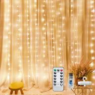 300 led curtain lights usb powered fairy lights 9.8ft by 9.8ft, 8 modes, ip68 waterproof for party, bedroom, wall, and garden decorations - 300 leds in warm white логотип