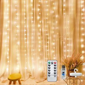 img 4 attached to 300 LED Curtain Lights USB Powered Fairy Lights 9.8ft by 9.8ft, 8 Modes, IP68 Waterproof for Party, Bedroom, Wall, and Garden Decorations - 300 Leds in Warm White