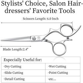 img 3 attached to ✂️ Moontay 6.0" Hair Cutting Shears: Professional Barber Stylist Scissors