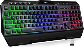 img 4 attached to NPET K32 Wireless Gaming Keyboard: Backlit, 🎮 Multimedia Keys, Wrist Rest & Rechargeable, for Windows/Desktop/Computer/PC