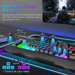img 1 attached to NPET K32 Wireless Gaming Keyboard: Backlit, 🎮 Multimedia Keys, Wrist Rest & Rechargeable, for Windows/Desktop/Computer/PC