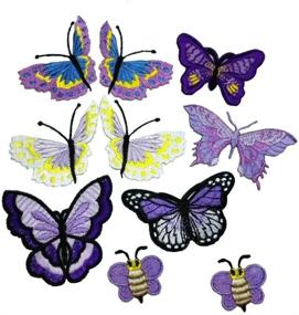 img 1 attached to Purple Butterfly Embroidery Applique Cotton