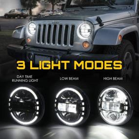 img 2 attached to Фары Xprite 7 дюймов CREE LED для Jeep Wrangler JK/LJ/CJ/TJ & Hummer H1/H2, круглые фары с Halo DRL, сертифицировано по стандарту DOT.