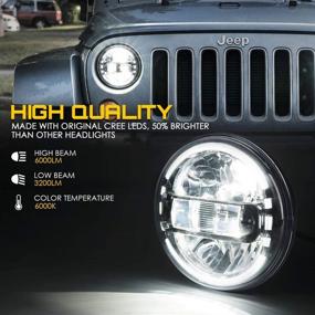 img 3 attached to Фары Xprite 7 дюймов CREE LED для Jeep Wrangler JK/LJ/CJ/TJ & Hummer H1/H2, круглые фары с Halo DRL, сертифицировано по стандарту DOT.