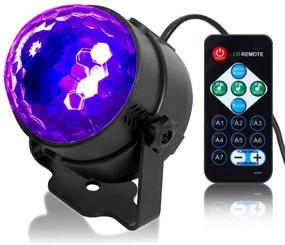 img 4 attached to 🔮 LUNSY Black Light 6W UV Disco Ball LED Party Lights: Sound Activated, Remote Control, 7 Modes Stage Par Light for UV Party Halloween Birthday Parties DJ Bar Xmas and More (1pcs)