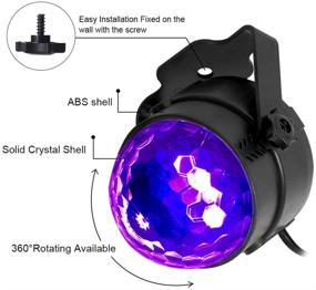 img 2 attached to 🔮 LUNSY Black Light 6W UV Disco Ball LED Party Lights: Sound Activated, Remote Control, 7 Modes Stage Par Light for UV Party Halloween Birthday Parties DJ Bar Xmas and More (1pcs)