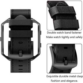 img 1 attached to Ремешки Fitbit Blaze из кожи с рамкой - подлинные кожаные заменяемые ремешки для Fitbit Blaze для женщин и мужчин - маленькие и большие (5"-8.2") - рамка из металла серебро/розовое золото/черный - черный, коричневый, белый, серый