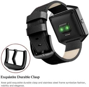 img 2 attached to Ремешки Fitbit Blaze из кожи с рамкой - подлинные кожаные заменяемые ремешки для Fitbit Blaze для женщин и мужчин - маленькие и большие (5"-8.2") - рамка из металла серебро/розовое золото/черный - черный, коричневый, белый, серый