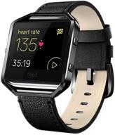 ремешки fitbit blaze из кожи с рамкой - подлинные кожаные заменяемые ремешки для fitbit blaze для женщин и мужчин - маленькие и большие (5"-8.2") - рамка из металла серебро/розовое золото/черный - черный, коричневый, белый, серый логотип