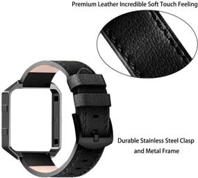 img 3 attached to Ремешки Fitbit Blaze из кожи с рамкой - подлинные кожаные заменяемые ремешки для Fitbit Blaze для женщин и мужчин - маленькие и большие (5"-8.2") - рамка из металла серебро/розовое золото/черный - черный, коричневый, белый, серый