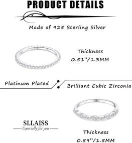 img 3 attached to 💍 Sllaiss 925 Sterling Silver CZ Engagement Rings: Sparkling Cubic Zirconia Wedding Bands for Women, Eternity Band Size 4-9 - Set of 2