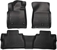 🏞️ husky liners weatherbeater front and rear floor liner 99581 - designed for 2014-2021 toyota tundra crewmax with full black coverage in footwell logo