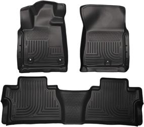 img 4 attached to 🏞️ Husky Liners WeatherBeater Front and Rear Floor Liner 99581 - Designed for 2014-2021 Toyota Tundra CrewMax with Full Black Coverage in Footwell