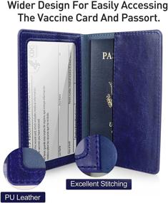 img 2 attached to 🧳 Black Blue Leather Passport Vaccine