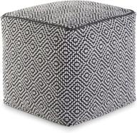 🔳 simplihome colsen square pouf: stylish blue and white patterned hand woven cotton footstool for living room, bedroom, and kids room logo