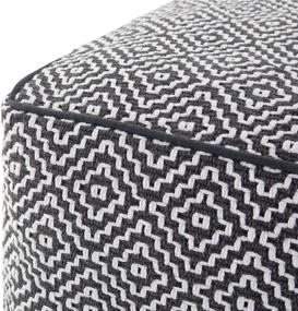 img 2 attached to 🔳 SimpliHome Colsen Square Pouf: Stylish Blue and White Patterned Hand Woven Cotton Footstool for Living Room, Bedroom, and Kids Room