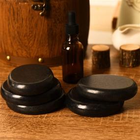 img 2 attached to 🌿 June Fox Hot Stones Massage Set - 4 Large and 2 Medium Basalt Stones for Spa, Relaxation, and Healing with Hot Rocks