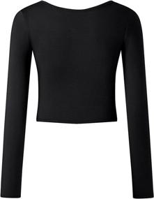 img 3 attached to 🔥 KLOTHO Women's Slim Fit Long Sleeve Yoga Crop Tops - Lightweight Workout Shirts