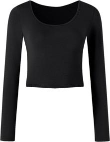 img 4 attached to 🔥 KLOTHO Women's Slim Fit Long Sleeve Yoga Crop Tops - Lightweight Workout Shirts