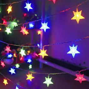 img 1 attached to 🌟 Battery Operated Star Shaped String Lights - 60LED Garden Decor for Christmas Tree Bedroom (Warm White & Multicolor on 1 String)