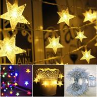 🌟 battery operated star shaped string lights - 60led garden decor for christmas tree bedroom (warm white & multicolor on 1 string) логотип