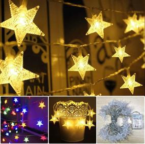 img 3 attached to 🌟 Battery Operated Star Shaped String Lights - 60LED Garden Decor for Christmas Tree Bedroom (Warm White & Multicolor on 1 String)