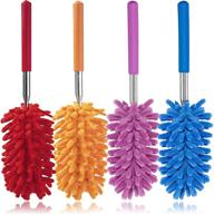 🪔 feather duster with microfiber head - hand washable, extendable pole, detachable cleaning brush tool - ideal for office, car, window, furniture, ceiling fan logo