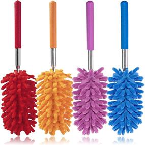 img 4 attached to 🪔 Feather Duster with Microfiber Head - Hand Washable, Extendable Pole, Detachable Cleaning Brush Tool - Ideal for Office, Car, Window, Furniture, Ceiling Fan