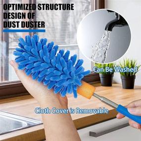 img 3 attached to 🪔 Feather Duster with Microfiber Head - Hand Washable, Extendable Pole, Detachable Cleaning Brush Tool - Ideal for Office, Car, Window, Furniture, Ceiling Fan