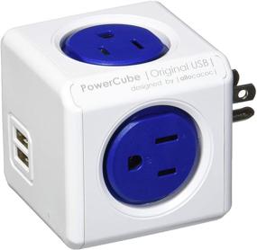 img 4 attached to Улучшенный блок розеток PowerCube с 4 розетками, 2 USB-портами, защитой от перенапряжений и сбросимым предохранителем, в синем цвете Кобальт.