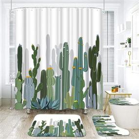 img 4 attached to 4HOMEOART Cactus Curtain Tropical Bathroom