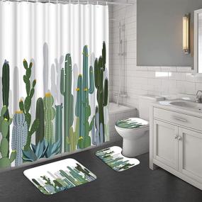 img 3 attached to 4HOMEOART Cactus Curtain Tropical Bathroom