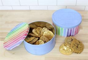 img 3 attached to 🍪 Cornucopia Cookie Tins (Set of 2, Blue and Rainbow); Versatile Round Baking and Cake Tins for Easter, Special Occasion and Holidays - 7.75-Inch Wide by 3.6-Inch Tall