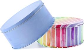 img 4 attached to 🍪 Cornucopia Cookie Tins (Set of 2, Blue and Rainbow); Versatile Round Baking and Cake Tins for Easter, Special Occasion and Holidays - 7.75-Inch Wide by 3.6-Inch Tall