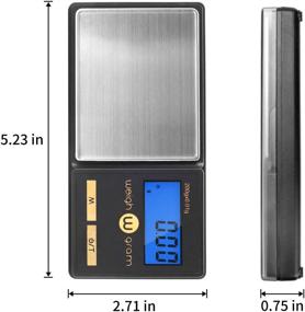 img 2 attached to 📏 200g/0.01g Gram Scale: Mini Pocket Scale for Jewelry, Digital Food Kitchen Scale with Tare and 100g Calibration Weight. Electronic Smart Scale with 6 Units, LCD Backlit Display, Tare Function, Auto Off