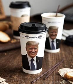 img 1 attached to 🍵 Trump Coffee Cups - 16oz Set of 100: Sleeves, Black Lids & Stirrer Straws - Travel To Go Disposable Cups - Paper Coffee Cups - like Starbucks - By Stone boomer